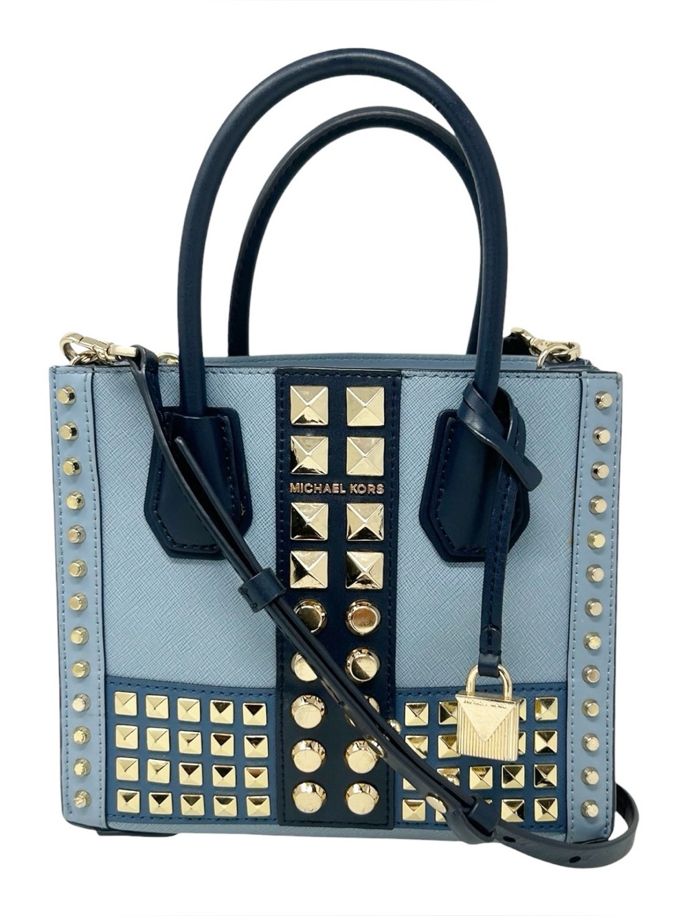Michael Kors Mercer Studded Leather Accordion Crossbody Bag